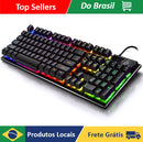 Teclado Gamer Semi-Mecânico RGB LED Retroiluminado USB para PC