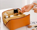 Necessaire Feminina Grande Couro PU Bolsa para Maquiagem e Viagem