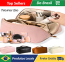 Necessaire Feminina Grande Couro PU Bolsa para Maquiagem e Viagem