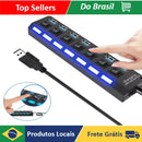 Hub USB 2.0 7 Portas Expansor USB para PC Notebook Pendrive