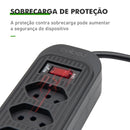 Filtro de Linha Coibeu 5 Tomadas 3 USB 2500W Cabo 1,9m Proteção Contra Sobrecarga