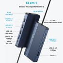 Docking Station ACASIS 14 em 1 USB-C com 3 Monitores 4K