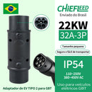 Adaptador EV Chiefleed Tipo 2 IEC 62196 para GBT 32A até 22KW