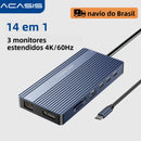 Docking Station ACASIS 14 em 1 USB-C com 3 Monitores 4K