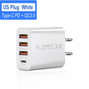 Carregador Turbo 20W 2 Portas USB Carregamento Rápido Universal