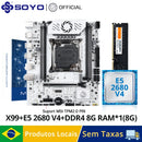 SOYO X99 Motherboard Set Kit With LGA2011-3 Xeon E5 2680 V4 CPU DDR4 8GB(1*8G) 2133MHz RAM NVME M.2 SATA for Desktop Computer