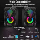 Caixa de Som Gamer RGB X2 para PC Notebook Desktop USB Estéreo