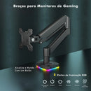 Suporte Articulado para Monitor RGB Braço Ajustável Ergonômico Gamer