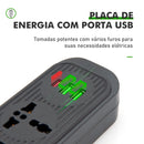 Filtro de Linha Coibeu 5 Tomadas 3 USB 2500W Cabo 1,9m Proteção Contra Sobrecarga