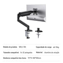 Suporte Articulado para Monitor Braço Mecânico a Gás Alumínio VESA